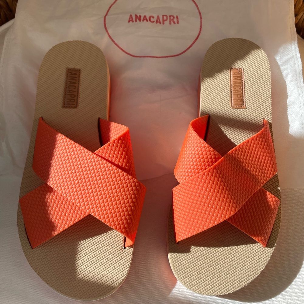 NWT Ana Capri Orange Cross-Strap Sandal, Size 36